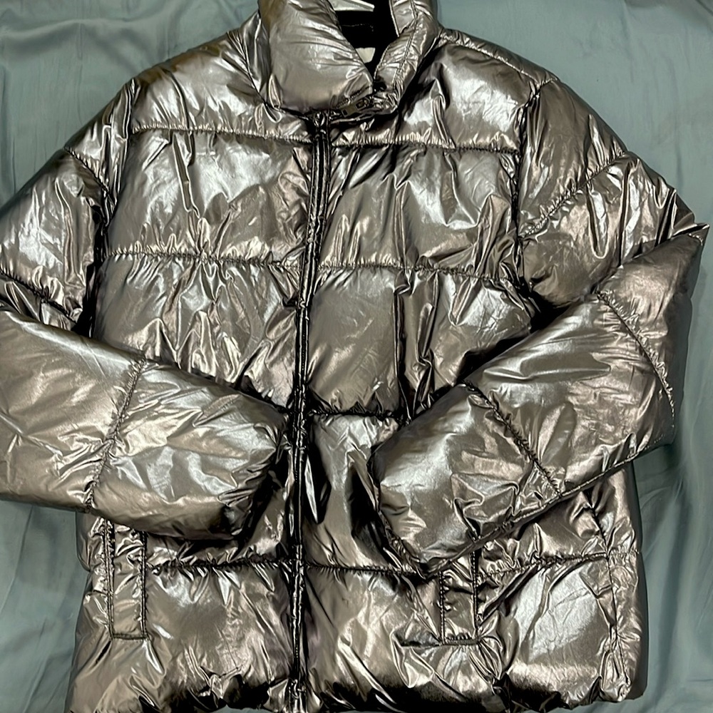 Fleece Silver Puffer Jacket